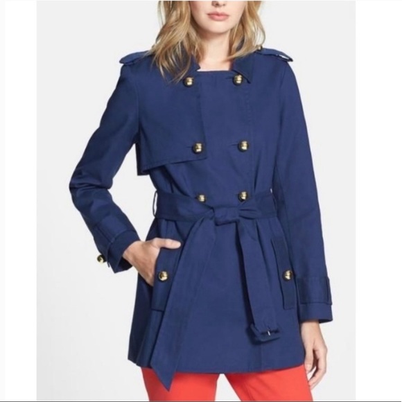 Kate Spade Navy Stergis Belted Trench Coat, Size 00